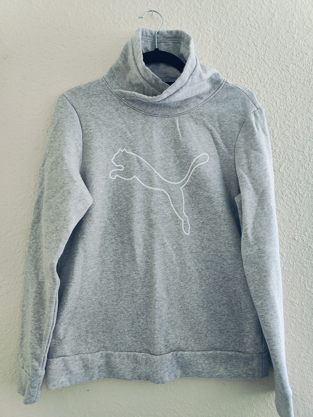 Puma Light Gray Turtleneck Sweatshirt with White Outline Logo